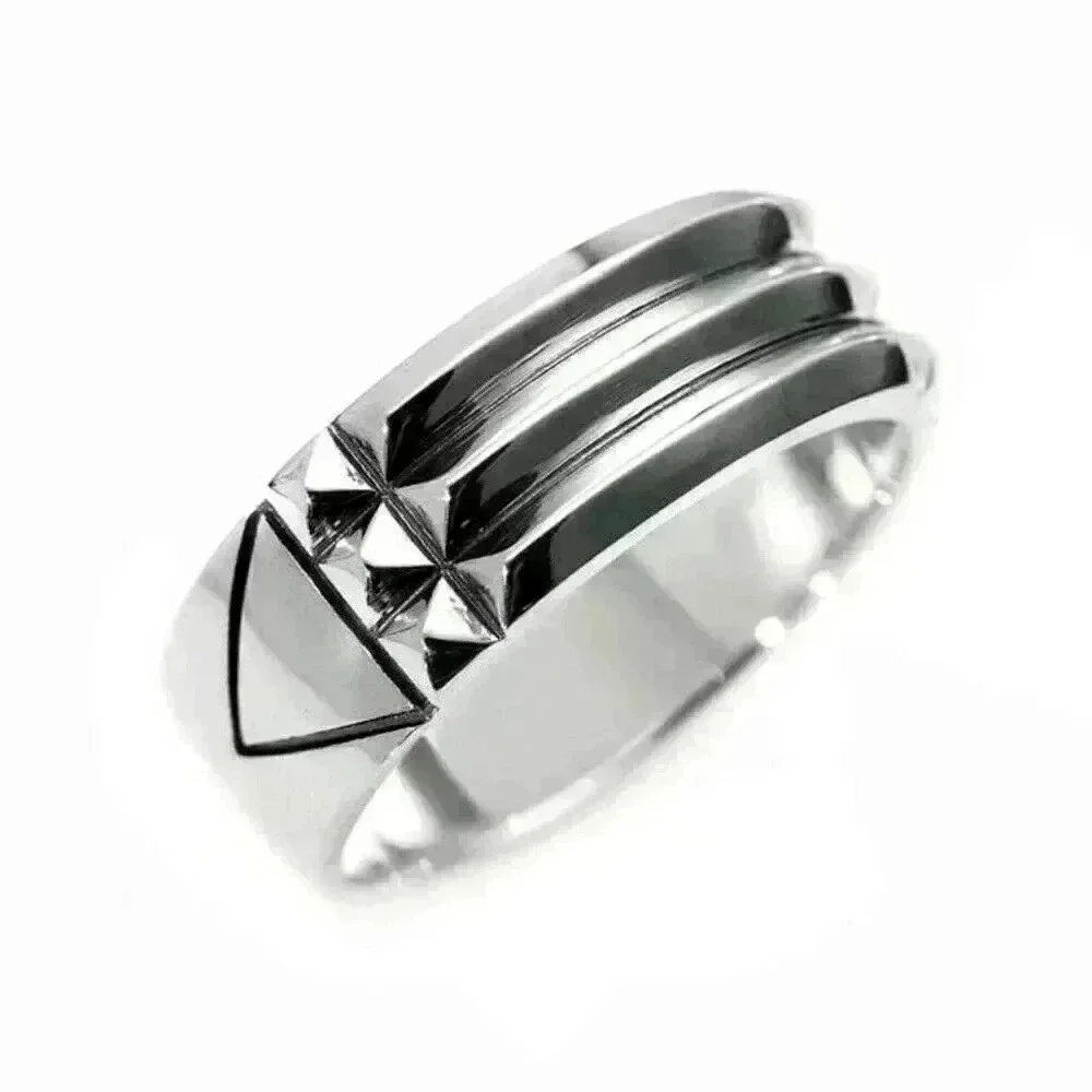 Rugged Men's 925 Silver Stamped Band Ring - Picture 2 of 2